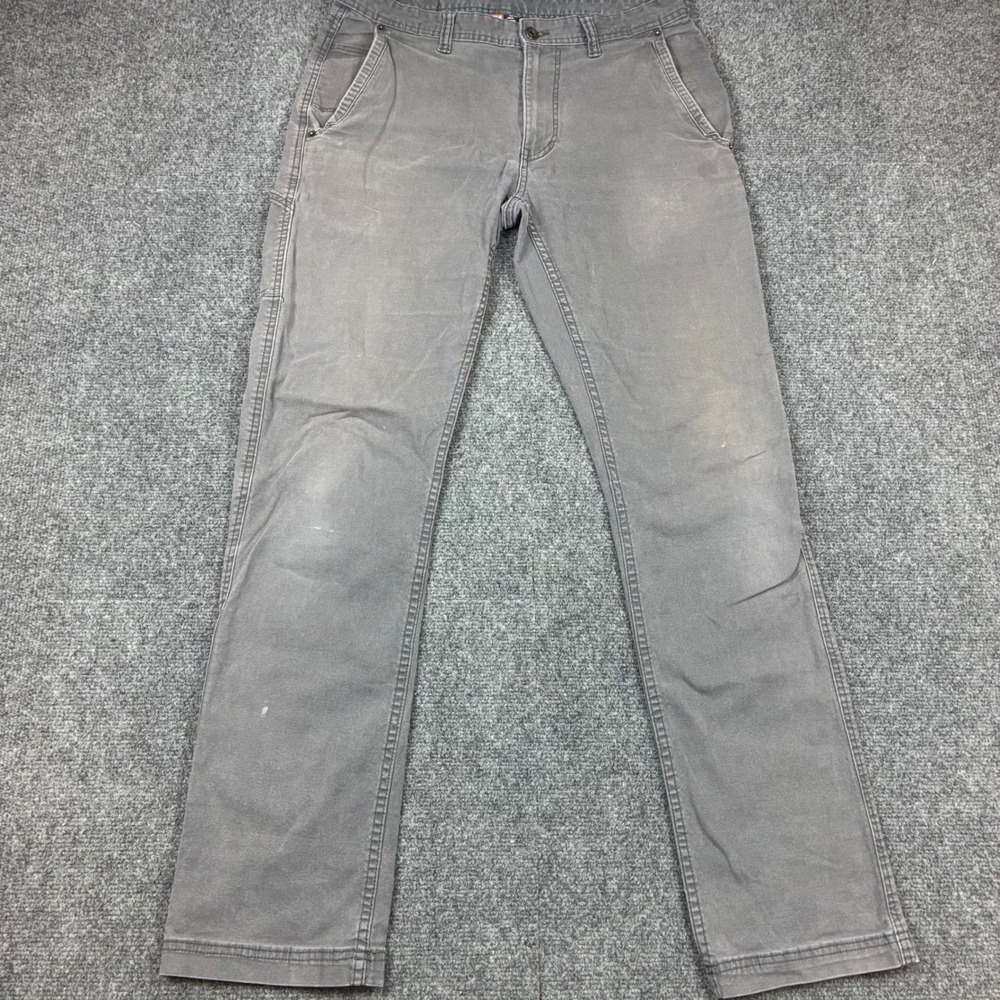 Eddie Bauer First Ascent Mens Size 32x34 Grey Canvas Utility Pants Straight Leg